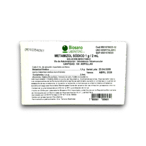 METAMIZOL (DIPIRONA) 1G/2ML  AMP (BIOSANO)