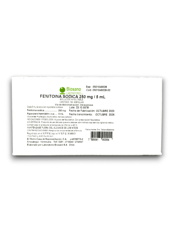 FENITOINA SODICA 250 MG /5 ML AMP (BIOSANO)